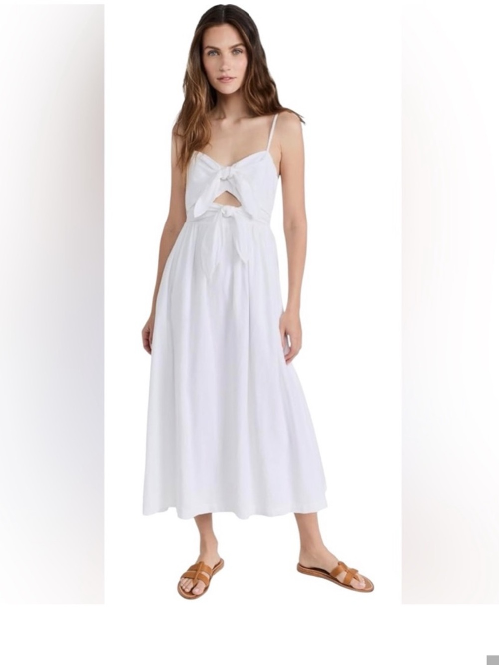 Madewell Linen White Tie-Front Maxi Dress with Cutout